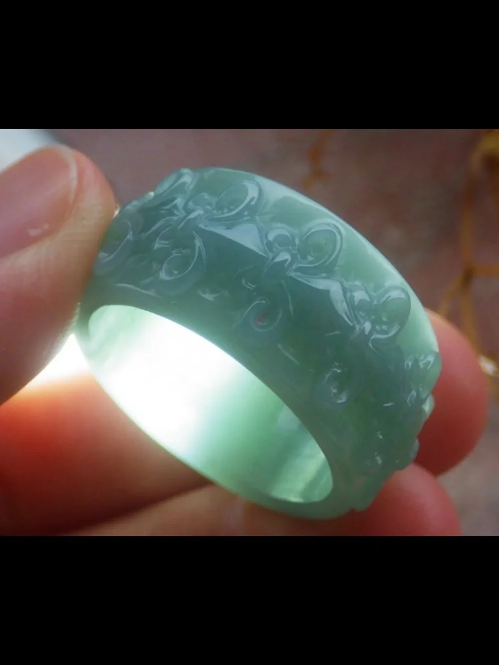 Certificate Jadeite Jewelry Jade luck Green Ring Size8.5